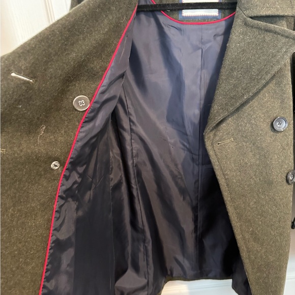 Tommy Hilfiger olive green Wool Blend Double-Breasted Peacoat Jacket - Picture 7 of 11